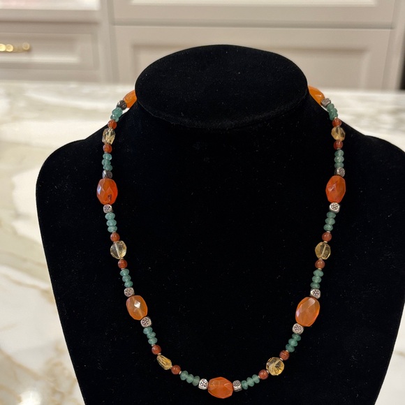 Sundance Catalog Faceted Carnelian, Green Aventurine, etc & Sterling Silver Nk. - Picture 1 of 6